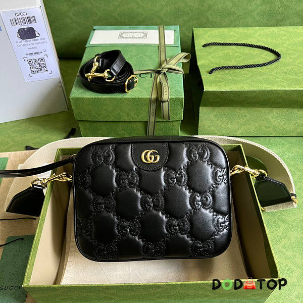 Gucci GG Matelassé Leather Shoulder Bag Black Size 21.5 x 17 x 7.5 cm - 1