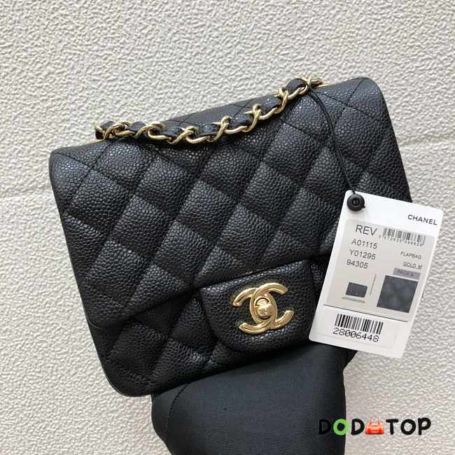 Chanel A35200 Mini Flap Bag 17cm Grained Calfskin Black Gold - 1