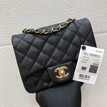 Chanel A35200 Mini Flap Bag 17cm Grained Calfskin Black Gold