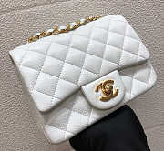  Chanel A35200 Mini Flap Bag 17cm Grained Calfskin White Gold - 6