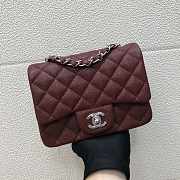 Chanel A35200 Mini Flap Bag 17cm Grained Calfskin Wine Red Silver - 1