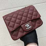 Chanel A35200 Mini Flap Bag 17cm Grained Calfskin Wine Red Silver - 5