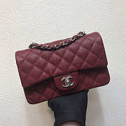 Chanel A69900 Mini Flap Bag Grained Calfskin Wine Red Silver Size 12 × 20 × 6 cm - 1