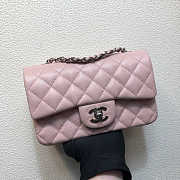  Chanel A69900 Mini Flap Bag Grained Calfskin Pink Silver Size 12 × 20 × 6 cm - 1