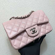  Chanel A69900 Mini Flap Bag Grained Calfskin Pink Silver Size 12 × 20 × 6 cm - 6