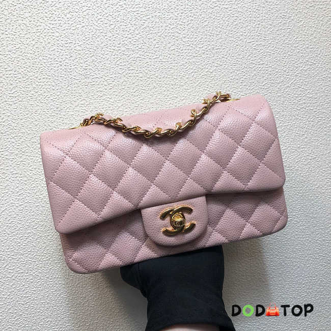 Chanel A69900 Mini Flap Bag Grained Calfskin Pink Gold Size 12 × 20 × 6 cm - 1