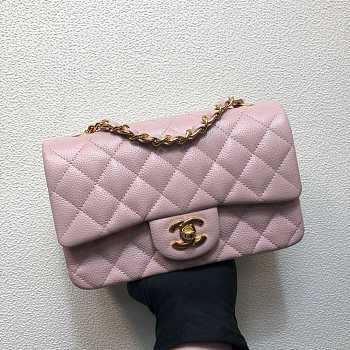 Chanel A69900 Mini Flap Bag Grained Calfskin Pink Gold Size 12 × 20 × 6 cm
