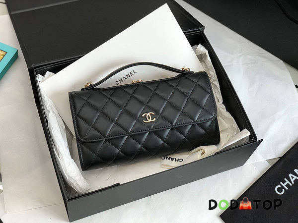 Chanel Cl Flap Phone Holder With Chain Black Size 12.4 x 22.3 x 5.7 cm - 1