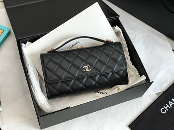 Chanel Cl Flap Phone Holder With Chain Black Size 12.4 x 22.3 x 5.7 cm