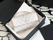 Chanel Cl Flap Phone Holder With Chain White Size 12.4 x 22.3 x 5.7 cm - 1