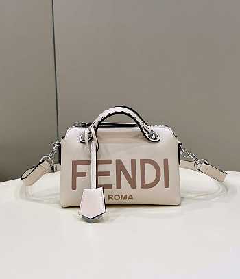 Fendi By The Way Mini White Leather Small Boston Bag Size 12.5 x 9.5 x 21 cm