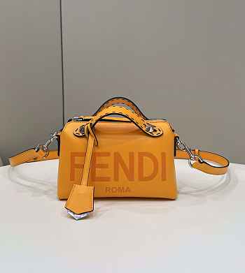 Fendi By The Way Mini Orange Leather Small Boston Bag Size 12.5 x 9.5 x 21 cm