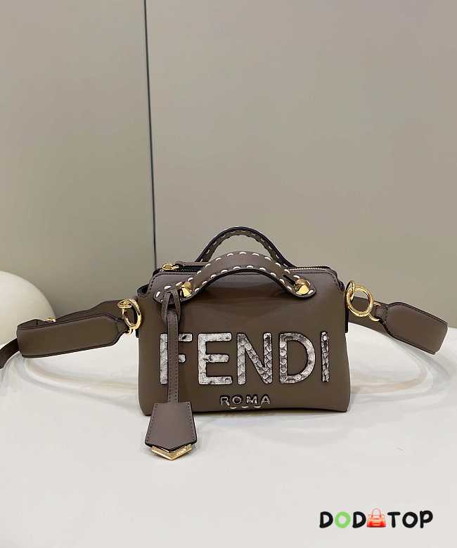 Fendi By The Way Mini Gray Leather Small Boston Bag Size 12.5 x 9.5 x 21 cm - 1