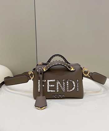Fendi By The Way Mini Gray Leather Small Boston Bag Size 12.5 x 9.5 x 21 cm