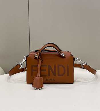 Fendi By The Way Mini Brown Leather Small Boston Bag Size 12.5 x 9.5 x 21 cm