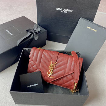 YSL Envelope Small Red Bag Size 21 x 13 x 6 cm