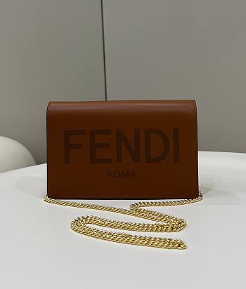 Fendi Chain Bag Brown Size 20 x 6 x 13 cm