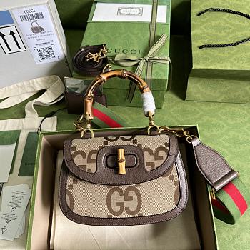 Gucci Small Top Handle Bag With Bamboo 21 cm