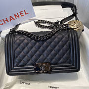 Chanel Grained Calfskin Leboy Medium Black Hardware Size 25 cm - 1