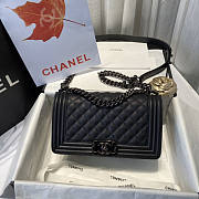 Chanel Grained Calfskin Leboy Medium Black Hardware Size 25 cm - 2