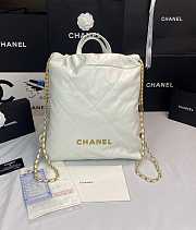 Chanel 22 Backpack Shiny Calfskin White Gold Size 51 × 40 × 9 cm - 1
