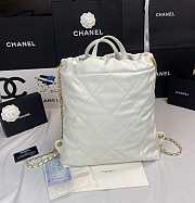 Chanel 22 Backpack Shiny Calfskin White Gold Size 51 × 40 × 9 cm - 6