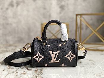 Louis Vuitton LV M81456 Black Silkscreen Nano Speedy Pillow Bag Size 16 x 11 x 9 cm