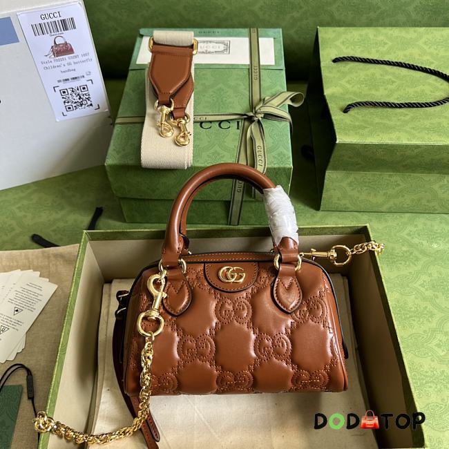 Gucci GG Matelassé Leather Chain Shoulder Bag Brown Size 19 x 13 x 11 cm - 1