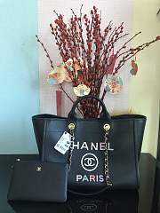 Chanel Calfskin Leather Shopping Bag Black Size 30 x 50 x 22 cm - 2