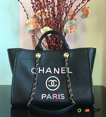 Chanel Calfskin Leather Shopping Bag Black Size 30 x 50 x 22 cm - 1