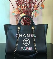 Chanel Calfskin Leather Shopping Bag Black Size 30 x 50 x 22 cm - 1