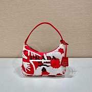  Prada 1NE515 Re-Edition 2000 Embroidered Drill Mini Bag Red White Size 22 cm - 1