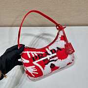  Prada 1NE515 Re-Edition 2000 Embroidered Drill Mini Bag Red White Size 22 cm - 4
