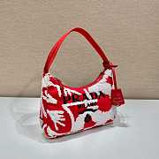  Prada 1NE515 Re-Edition 2000 Embroidered Drill Mini Bag Red White Size 22 cm - 5