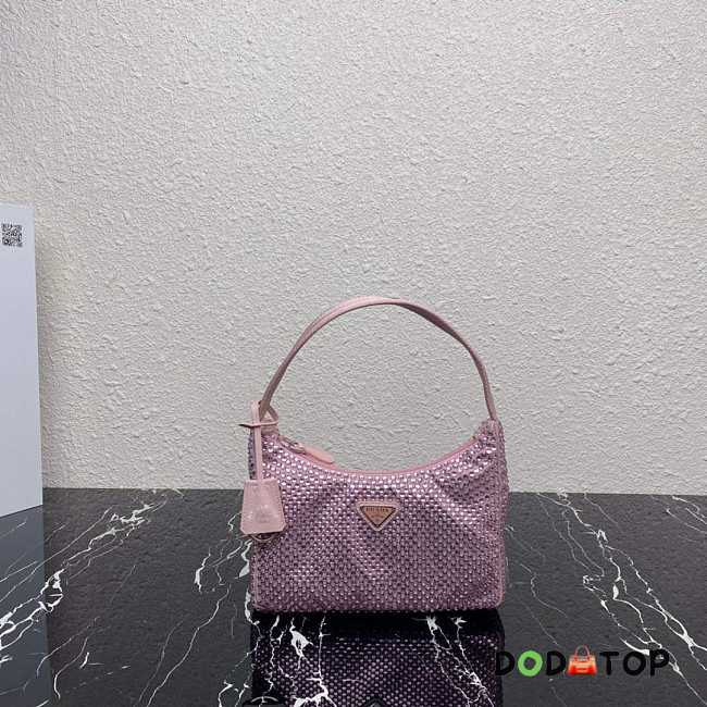 Prada 1NE515 Satin Mini-Bag With Artificial Crystals Pink Size 22 cm - 1