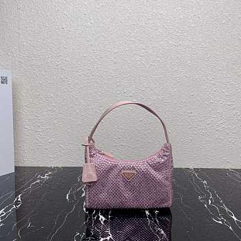 Prada 1NE515 Satin Mini-Bag With Artificial Crystals Pink Size 22 cm