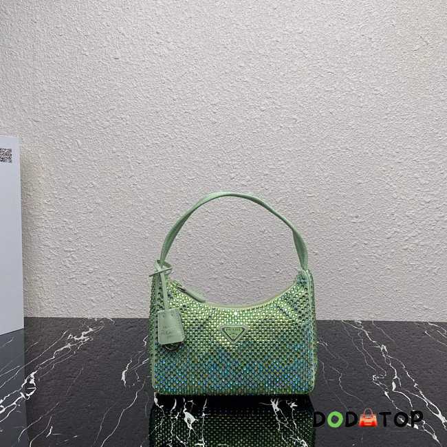  Prada 1NE515 Satin Mini-Bag With Artificial Crystals Green Size 22 cm - 1