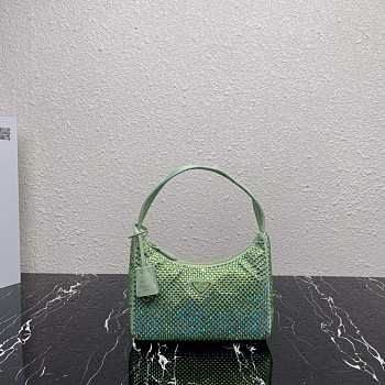  Prada 1NE515 Satin Mini-Bag With Artificial Crystals Green Size 22 cm