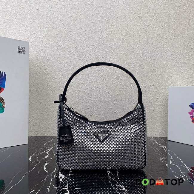  Prada 1NE515 Satin Mini-Bag With Artificial Crystals Black Size 22 cm - 1