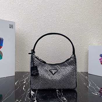  Prada 1NE515 Satin Mini-Bag With Artificial Crystals Black Size 22 cm