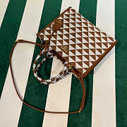 Prada 1BA354 Small Prada Symbole Jacquard Fabric Handbag Tan White Size 28 cm - 4
