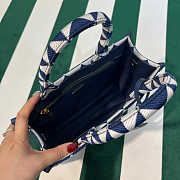 Prada 1BA354 Small Prada Symbole Jacquard Fabric Handbag Blue White Size 28 cm - 6