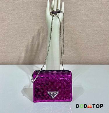 Prada Cardholder With Shoulder Strap And Sequins 1MR024 Purple Size 18 cm - 1