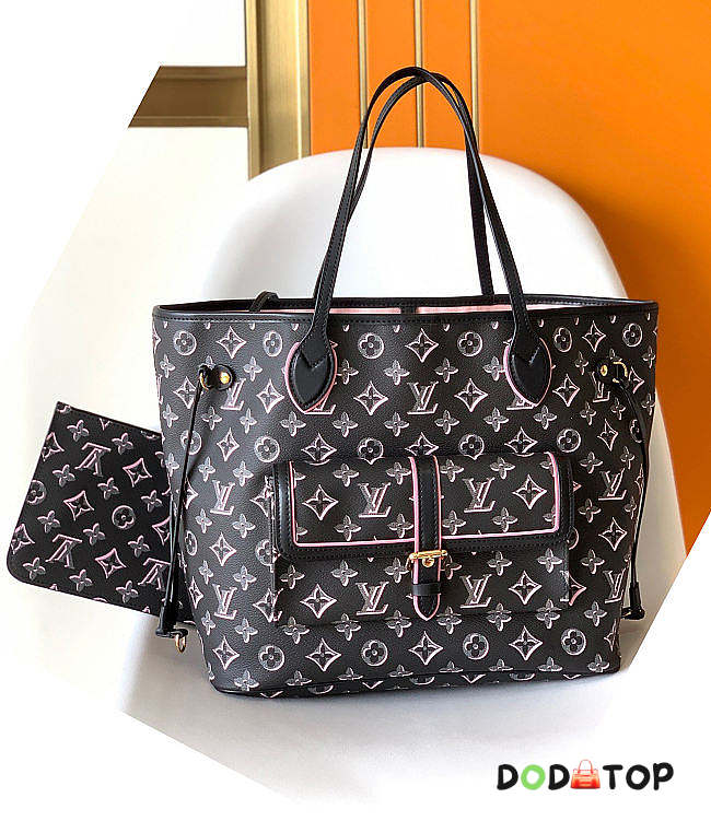 Louis Vuitton Neverfull Buci Box Black MM Bag Size 32 x 28 x 14 cm - 1