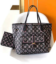 Louis Vuitton Neverfull Buci Box Black MM Bag Size 32 x 28 x 14 cm - 1