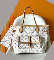 Louis Vuitton Neverfull Buci Box White MM Bag Size 32 x 28 x 14 cm - 1