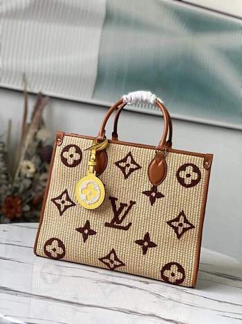 Louis Vuitton LV OnTheGo MM Tote Bag Tan Size 35 x 27 x 14 cm