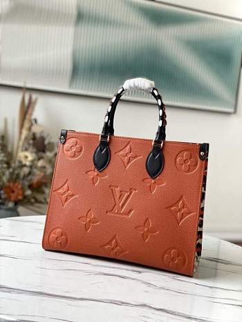 Louis Vuitton OnTheGo MM Monogram Empreinte Tote Bag Caramel Size 35 x 27 x 14 cm