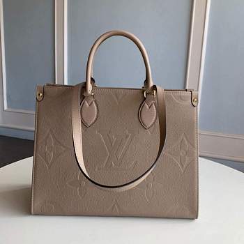 Louis Vuitton OnTheGo MM Monogram Empreinte Tote Bag Beige Size 35 x 27 x 14 cm