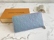 Louis Vuitton LV M81466 Blue Full Leather Single Zip Wallet Size 19.5 x 10.5 x 2.5 cm - 3